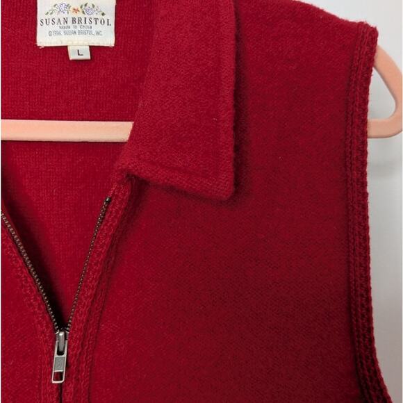 Vintage Red Wool Zip-Up Vest - Picture 2 of 6